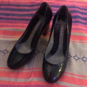 Black patten leather chunky heals Theory shoes 8.5
